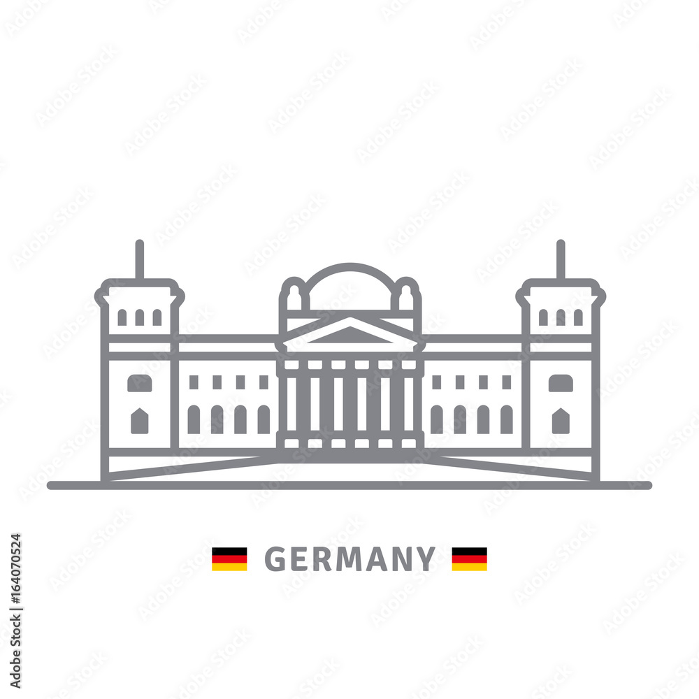 Germany icon with Reichstag and german flag