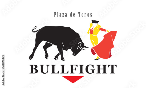 Bull Fighting poster. Bullfight advertising flyer Spain fiestas or festivals abstract design Vector illustration photo