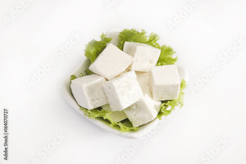 Piece of Cheese or Paneer Isolated on A White Background
