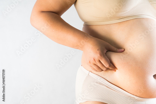 Wallpaper Mural woman's hand holding excessive belly fat Torontodigital.ca