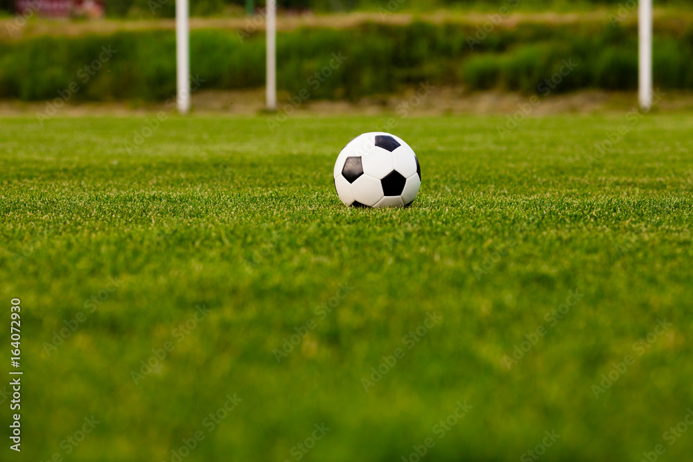 Soccer ball on the grass before the game Soccer ball on the grass before the game