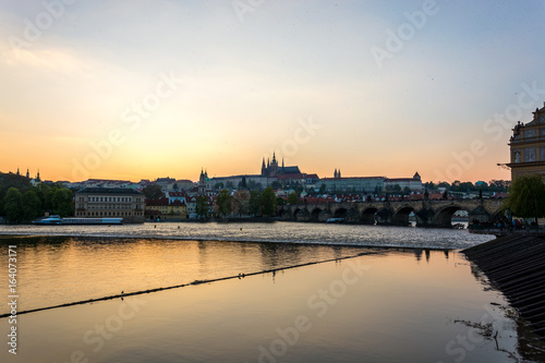 The castle and Charles Bridge of Prague, Czech Republic