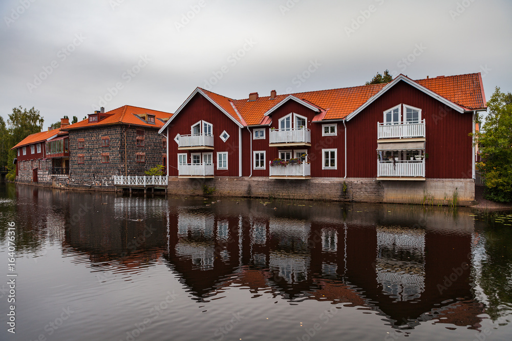 Old tow of Falun with traditional red Swedish wooden dwellings. Dalarna County, Sweden. Old tow of Falun with traditional red Swedish wooden dwellings. Dalarna County, Sweden.