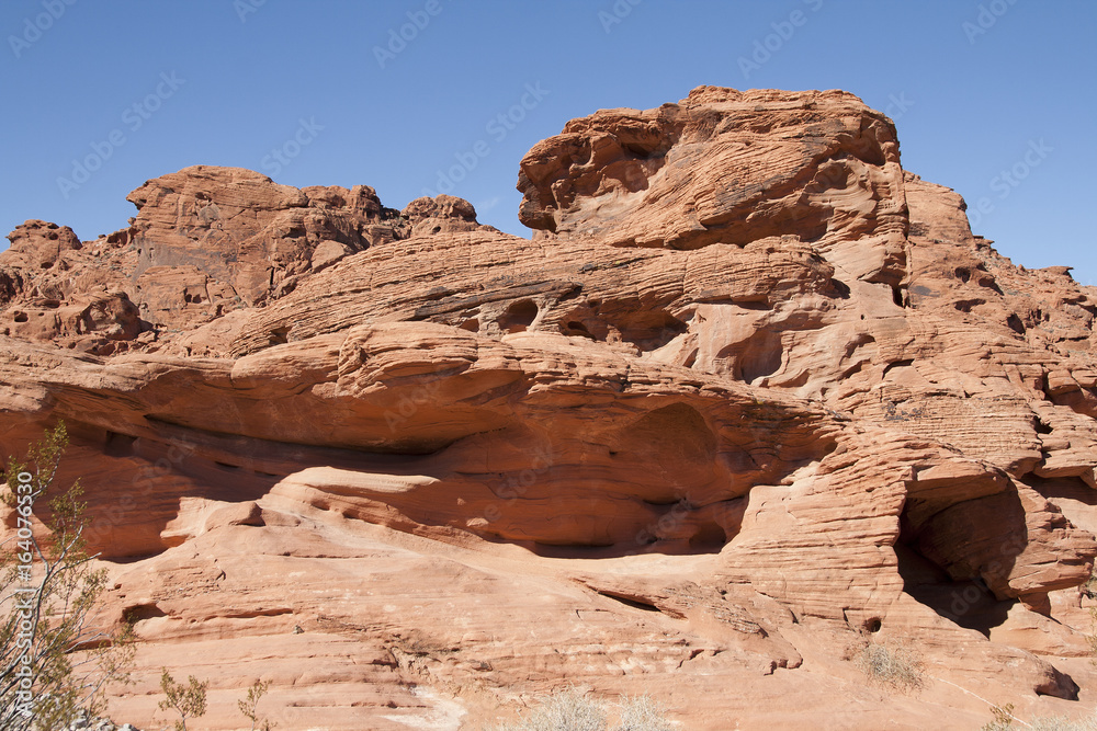 Beautiful red rocks in the desert of Valley of Fire, Nevada, USA.