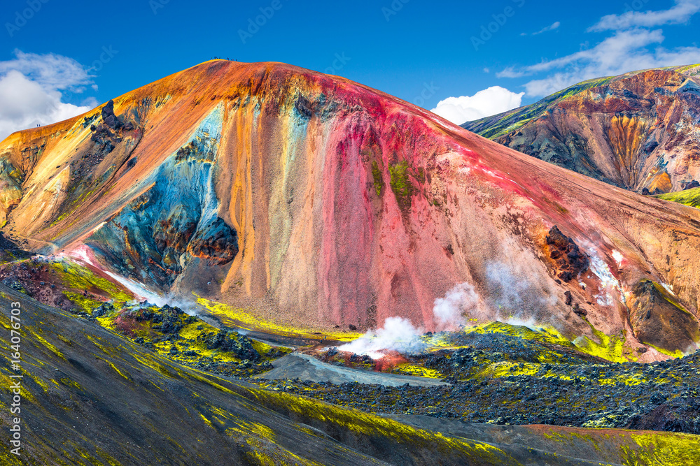 Beautiful colorful volcanic mountains Landmannalaugar in Iceland - obrazy, fototapety, plakaty 