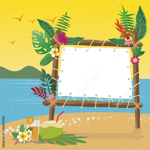 summer holidays on the beach with copy space background.