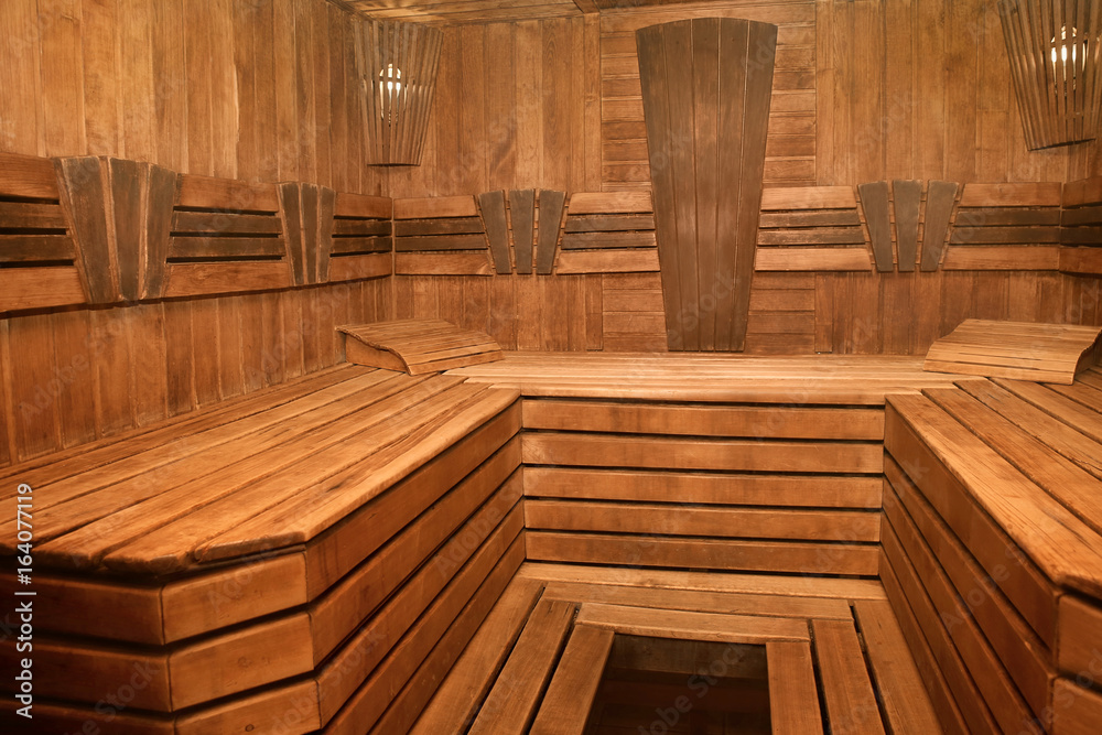 Interior view of modern sauna