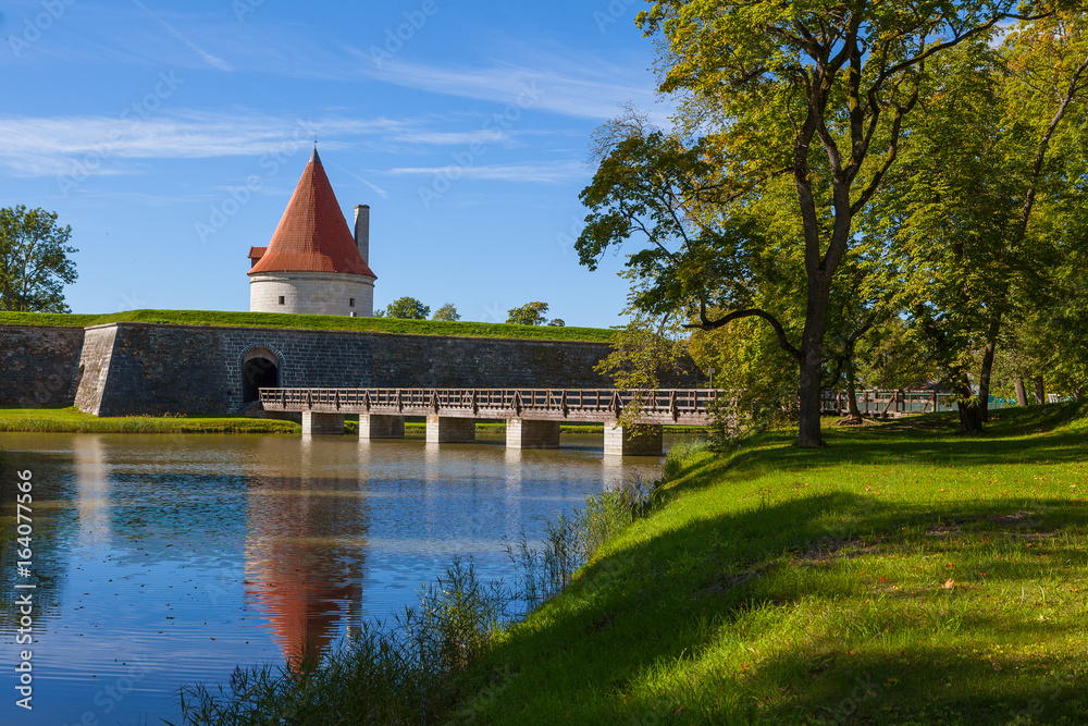 Fototapeta premium Kuressaare Castle and its tower. Summer sunny day. Saaremaa island, Estonia