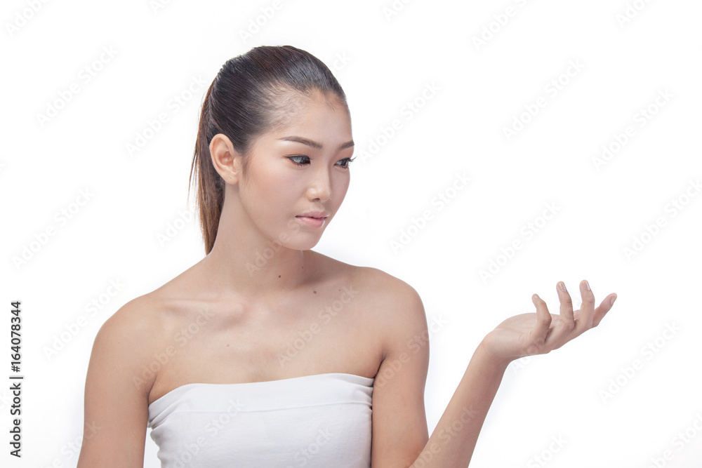 beautiful woman with perfect skin and face on white background. asian Beauty beautiful woman with perfect skin and face on white background. asian Beauty