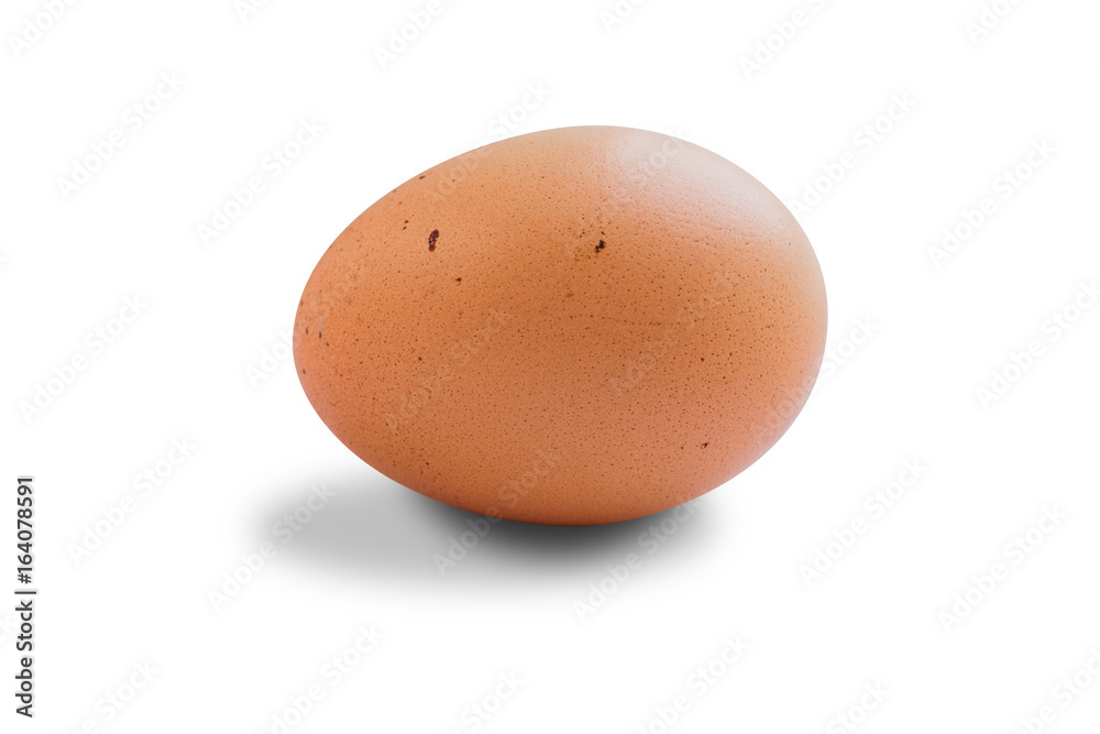 Horizontal hen egg isolated on white background with path