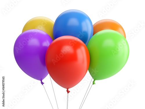 3D Rendering Balloons Isolated on white Background