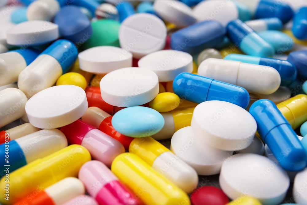 Closeup view of different pills Closeup view of different pills