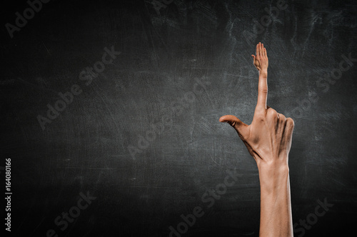 Greeting gesture on forefinger .