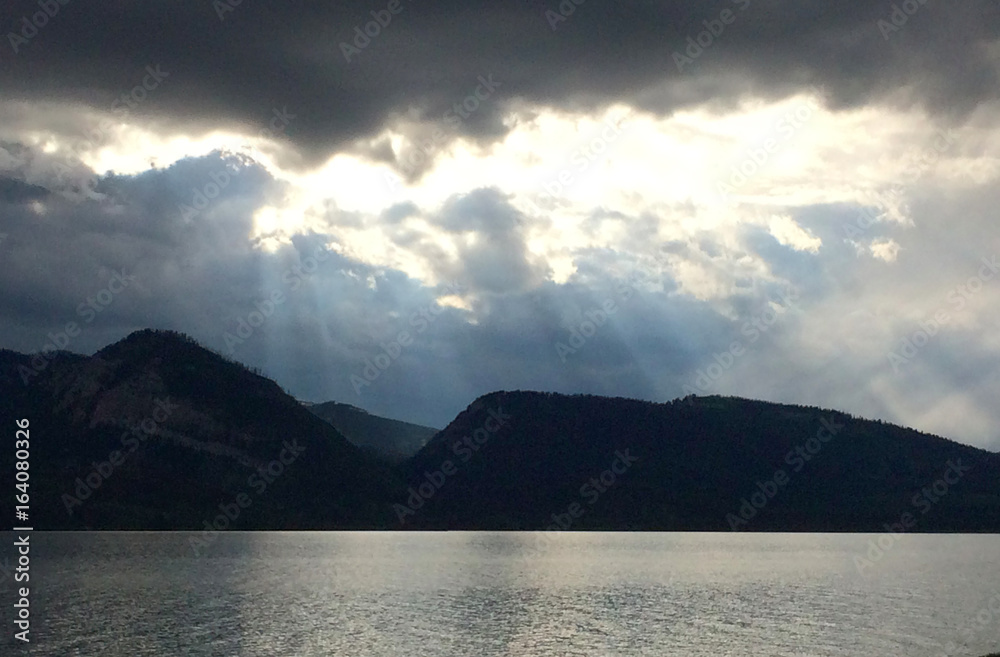 Ray of sunlight through clouds