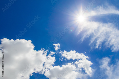 White clouds in deep blue sky