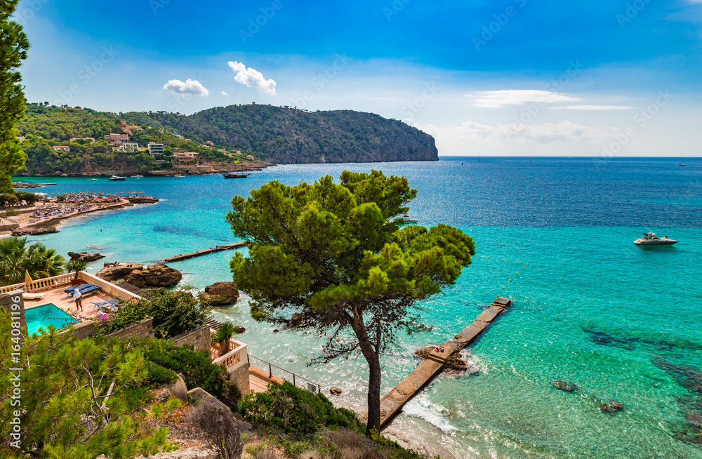 Stunning bay of Camp de Mar, Majorca Spain Mediterranean Sea