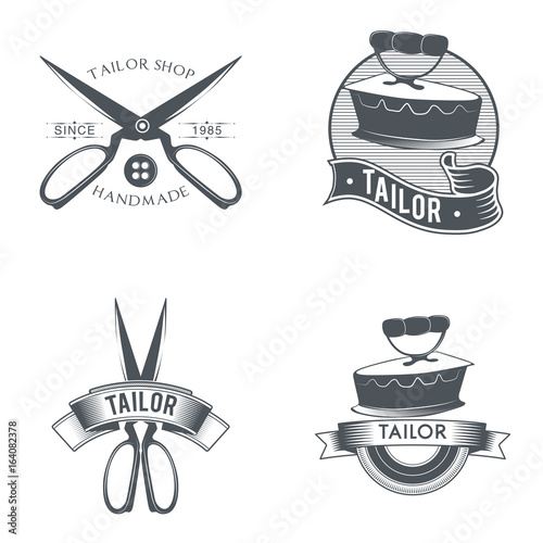 Vintage tailor labels, emblems and logo set