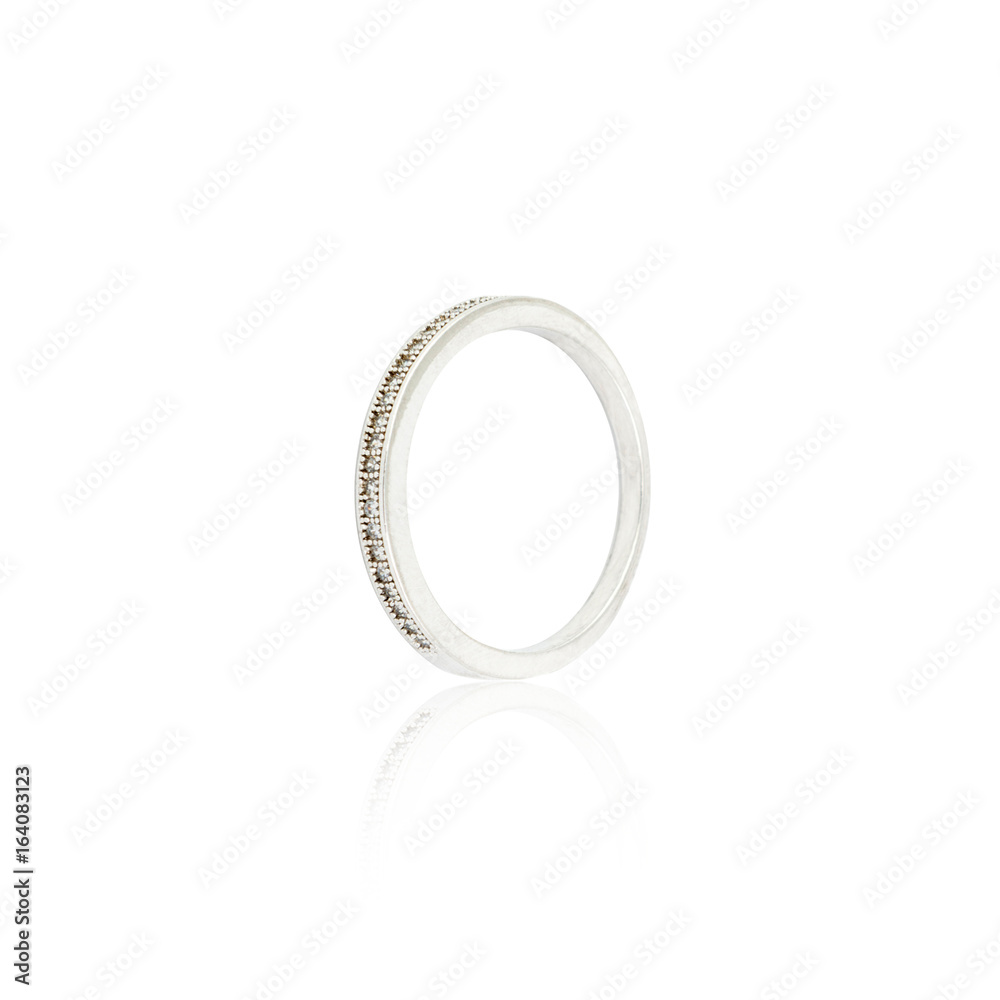 Silver diamond ring isolated on white Silver diamond ring isolated on white