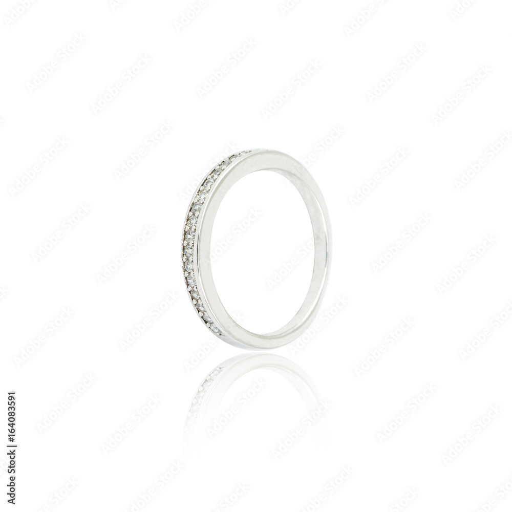 Silver diamond ring isolated on white Silver diamond ring isolated on white