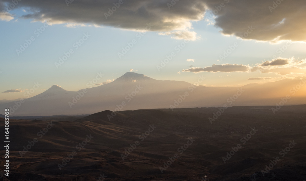 Symbol of Armenia - Mount Ararat at sunset