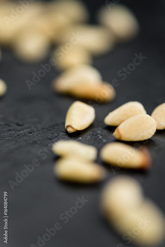Pine Nuts on a slate slab (selective focus)