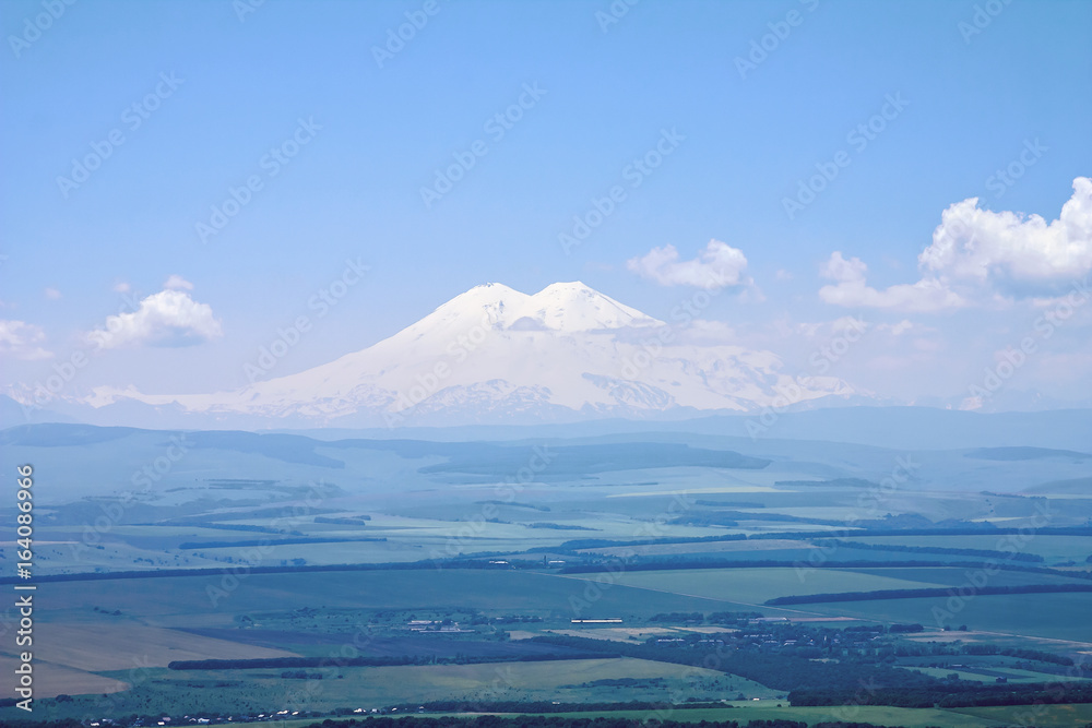 View to Elbrus from mount Besh-Tau. Panorama
