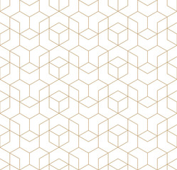 Fototapete Goldene abstrakte geometrische Muster Geometrisches Würfelraster Linienmuster  © sunspire