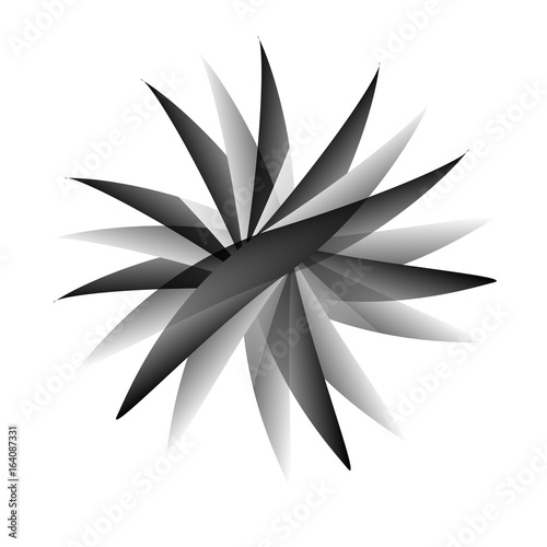 Black radial fan shaped logo or emblem