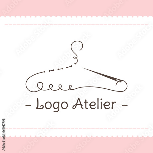 The logo Atelier. Vector template for the fashion industry. Element for Studio sewing and tailoring. Illustration in modern style