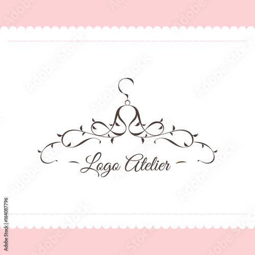 The logo Atelier. Vector template for the fashion industry. Element for Studio sewing and tailoring. Illustration in modern style