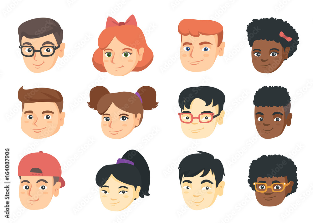 Vector set of kids smiley emoji cartoons. Vector set of kids smiley emoji cartoons.
