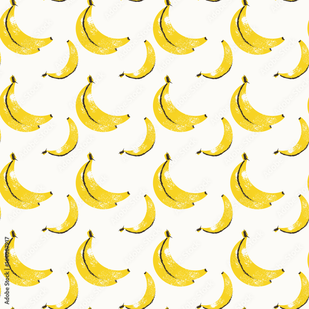 Banana Seamless Pattern Colorful Tropical Ornament Background Style Vector Illustration