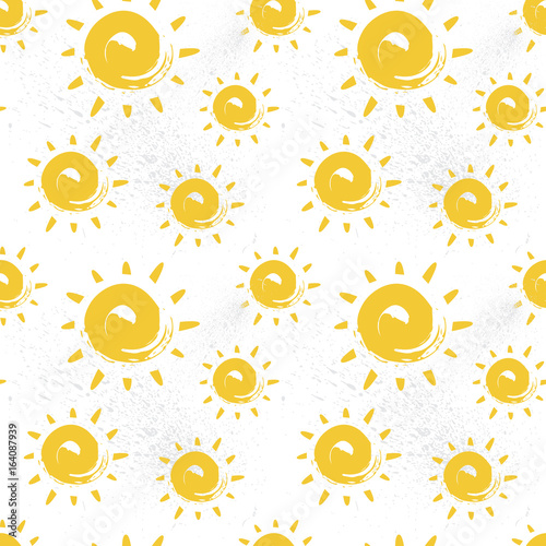 Sun Seamless Pattern Colorful Summer Ornament Background Style Vector Illustration