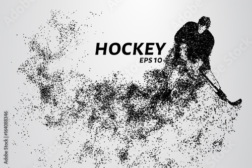 Hockey from the particles. Hockey breaks down into small molecules. Vector illustration.