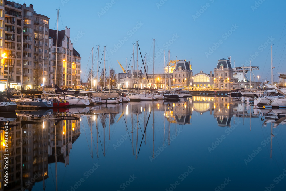 View on harbour and train station of Ostend