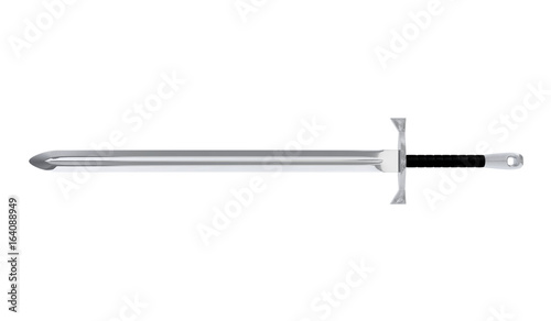 Photography Long Medieval sword isolated on white background, 3D rendering