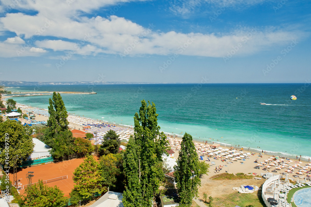Panoramic view of Golden Sands beach, Bulgaria