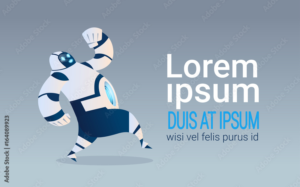 Modern Robot Running Artificial Intelligence Technology Flat Vector Illustration Modern Robot Running Artificial Intelligence Technology Flat Vector Illustration