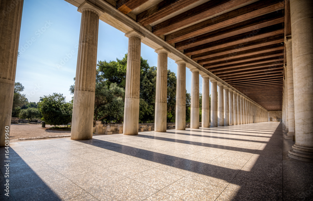 Columns at the Stoa of Attalos in the ancient Agora (Forum) of Athens