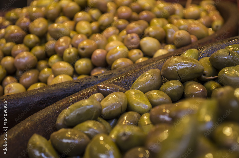Green Olive background. Fresh Harvested Olive