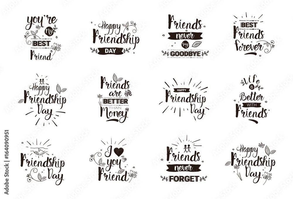 Fototapeta Happy Friends Day Logo Set Greeting Cards Collection Friends Holiday Banner Vector Illustration