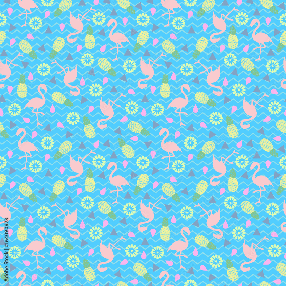 Flamingo seamless pattern. Background with tropical flamingos. Flamingo seamless pattern. Background with tropical flamingos.