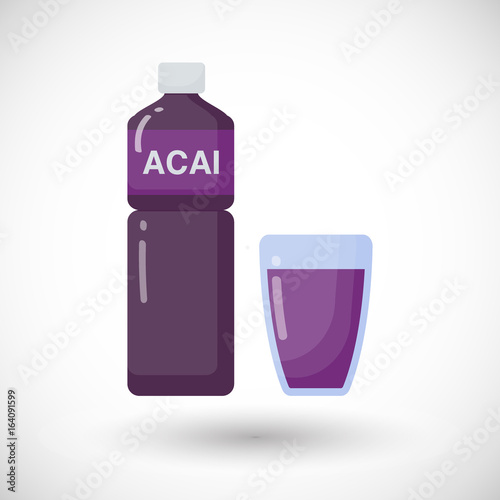 Acai berries juice vector flat icon