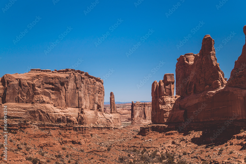 picturesque rocky valley in Arches National Park, Utah, USA