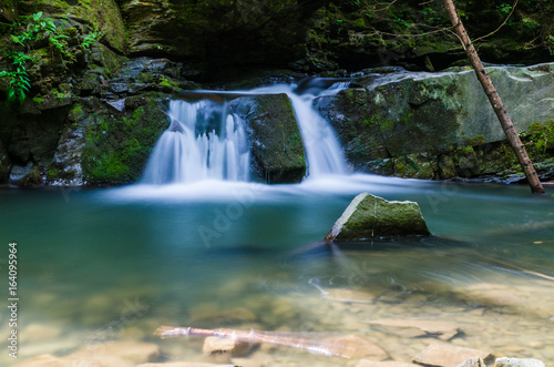 background landscape with waterfall in Yaremche vilage in Ukraine