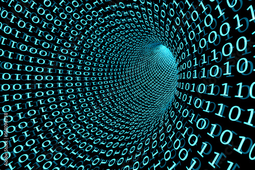 Tunnel with blue binary digits