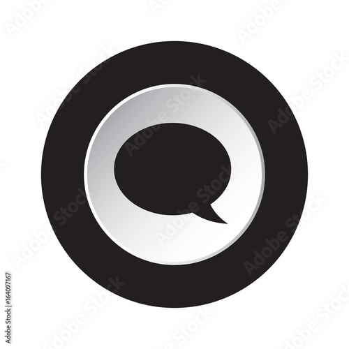 round black and white button - speech bubble icon