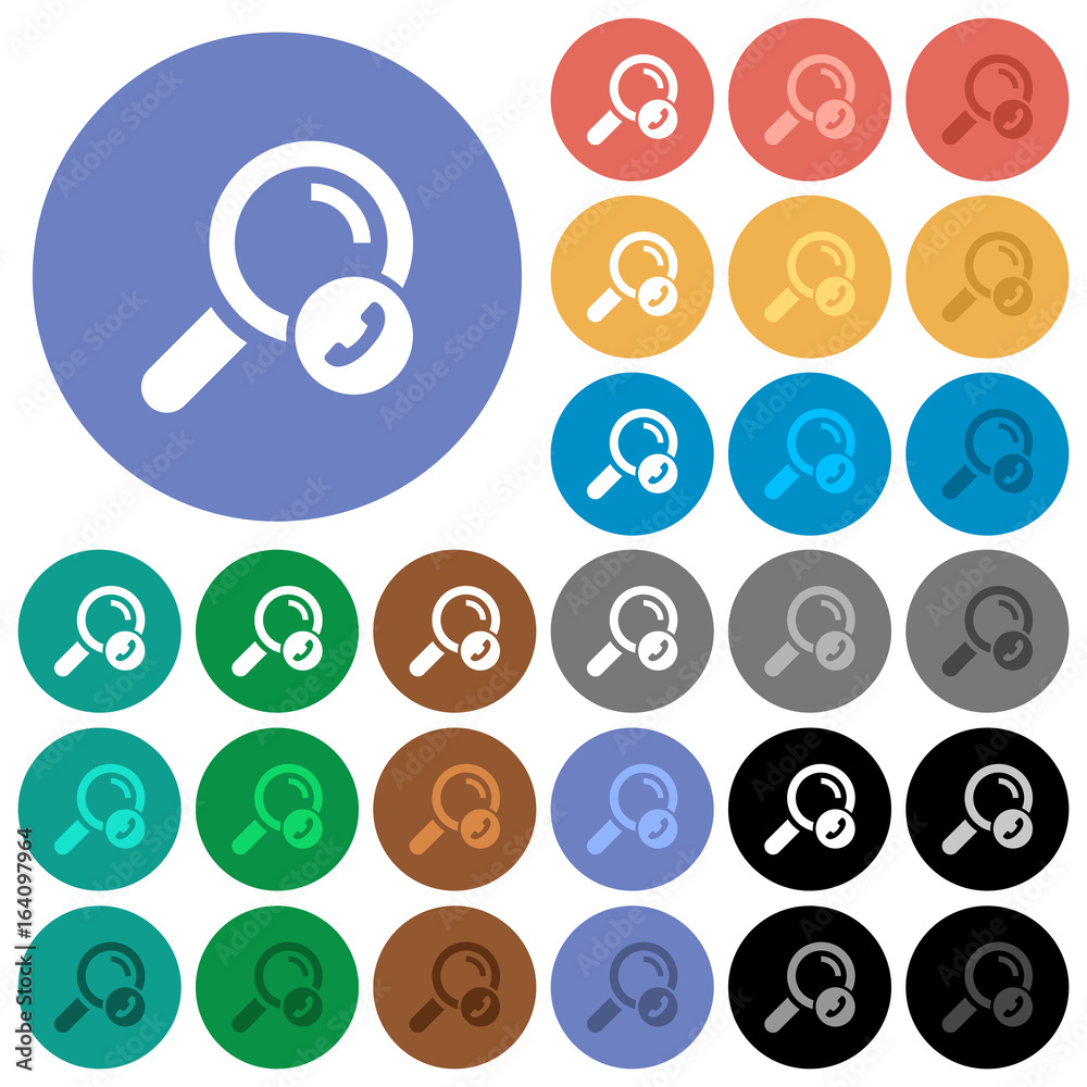 Search phone number round flat multi colored icons
