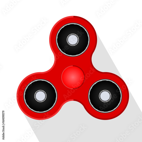 Red hand spinner or fidget toy. Concept of very popular thing gadget for kids and best for hyperactivity child