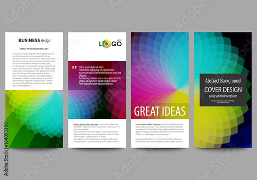 Flyers set, modern banners. Business templates. Cover template, easy editable flat layouts, vector illustration. Colorful design with waves forming abstract beautiful background.